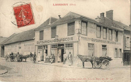 60   Lassigny  1907   " Hôtel Restaurant Dufourneaux / Bourgeois " Bien Animé ! - Lassigny