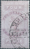 Great Britain-ENGLAND,Queen Victoria,1880-1900 Revenue Stamp Tax Fiscal,JUDICATURE FEES,4 Pence,Used - Revenue Stamps