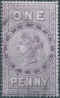 Great Britain-ENGLAND,Queen Victoria,1880-1900 Revenue Stamp Tax Fiscal,JUDICATURE FEES,1 PENNY,Used - Steuermarken