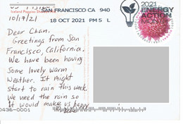C2 : USA Flower Stamps Used On Postcard * Electric BULB Energy Action Month Slogan Cancel - Covers & Documents