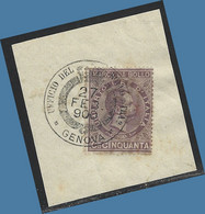 085> ITALIA < Marca Da Bollo UMBERTO I° > Anno: 1900 Su Frammento - C. 50 - Fiscaux