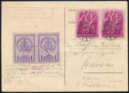 1938 Soproni Tábori Küldöncposta, Az Első Kiadás 2 X 1f Bélyege Szarvasra Küldött Levelezőlapon - Sonstige & Ohne Zuordnung