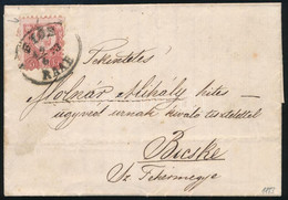 1873 Képbe Fogazott Réznyomat 5kr (rózsaszínes Papír) Levélen "GYŐR RAAB" - "BICSKE FEHÉR M." - Andere & Zonder Classificatie