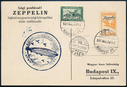 1931 Zeppelin Légi Levelezőlap 1P Zeppelin Bélyeggel, Budapesti Ledobással - Andere & Zonder Classificatie