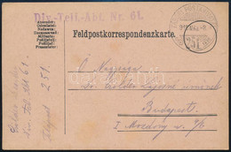 1916 Tábori Posta Levelezőlap / Field Postcard "Div. Telf. Abt. Nr. 61." + "TP 251" - Other & Unclassified
