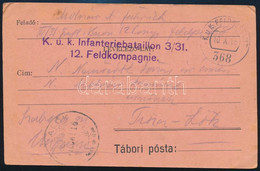 1916 Tábori Posta Levelezőlap / Field Postcard "K.u.k. Infanteriebataillon 3/31. 12. Felkompagnie" + "FP 368" - Other & Unclassified