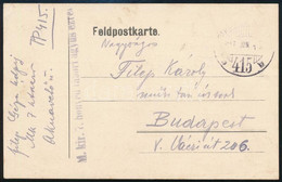 1917 Tábori Posta Levelezőlap "M. Kir. 7. HONVÉD TÁBORI ÁGYUS EZRED" + "TP 415 B" - Other & Unclassified