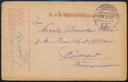 1917 Tábori Posta Nyomtatvány / Field Post Printed Matter "K.u.k. Gebirgstelephonabteilung Nr.2." + "FP 637 A" - Other & Unclassified