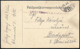 1917 Tábori Posta Levelezőlap "M.Kir. 7. Honv. T. á. E. Aknavető üteg" + "TP 415" - Other & Unclassified