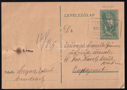 1938 10f Díjjegyes Levelezőlap "SZENDEHELY" Postaügynökségi Bélyegzéssel - Altri & Non Classificati
