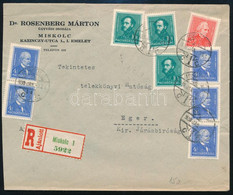 1938 Ajánlott Levél 9 Db Arcképek Bélyeggel Miskolcról Egerbe - Autres & Non Classés