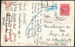 1941 Alulbérmentesített Képeslap Portózva, Többszörös Cenzúrával Németországba Küldve / Postcard With Postage Due To Ger - Altri & Non Classificati