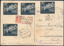 1942 Ajánlott Cenzúrázott Levelezőlap Horthy Bélyegekkel Romániába / Registered Censored Postcard To Romania - Autres & Non Classés