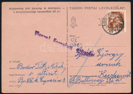 1944 Október 28 Levelezőlap 20f Bélyeggel Budapestről Kecskemétre, "Vissza! Forgalom Szünetel" Bélyegzéssel - Altri & Non Classificati