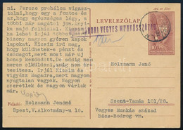 1941 Munkaszolgálatosnak Küldött 10f Díjjegyes Levelezőlap Cenzúrázva - Andere & Zonder Classificatie