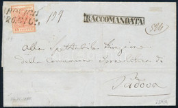 1855 Ajánlott Levélen 15c + 30c Látványosan ívsarokról Vágva, "ROVIGO" - Padova. Kiállítási Darab! Certificate: Ferchanb - Sonstige & Ohne Zuordnung