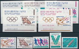 ** 1964 Nyári Olimpia Tokió Sor + Vágott Blokksor, Tokyo Summer Olympics Set + Imperforated Block-set Mi 457-461 + Mi 46 - Other & Unclassified