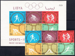 ** 1964 Tokiói Olimpia Vágott Hatostömb Mi 160-165 B + Blokk Mi 8 B - Andere & Zonder Classificatie