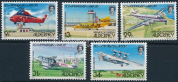 ** 1985 50 éves Alderney Repülőtere Sor Mi 18-22 - Other & Unclassified