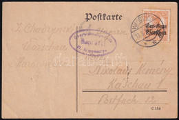 Lengyelország 1919 Levelezőlap 7 1/2 Pfg Bélyeggel Bérmentesítve "WARSCHAU" - Kassa - Otros & Sin Clasificación