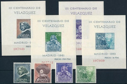 ** 1961 Velázquez Festmények Sor + Blokksor, Velázquez Paintings Set + Blockset Mi 1235-1238 + 15-18 - Other & Unclassified