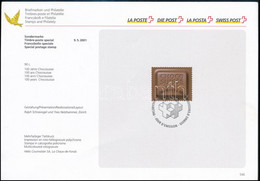 2001 100 éves A Choco Suisse Svájci Csokoládé Mi 1759 Emléklapon Elsőnapi Bélyegzéssel - Otros & Sin Clasificación