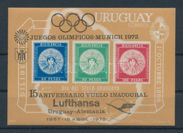 ** 1972 15 éves Az Uruguay-Németország Lufthansa-vonal Felülnyomott Blokk Mi 15 - Andere & Zonder Classificatie