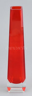 Sommerso Piros üveg Váza, Jelzés Nélkül, Hibátlan, M: 21 Cm - Vidrio & Cristal