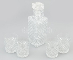 Retró 4 Személyes, Viszkis Készlet, öntött üveg, Kopásnyomokkal, M: 9-25 Cm - Vidrio & Cristal