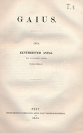 Rentmeister Antal: Gaius. Pest, 1869, Eggenberger, 116 P.+ 1 T. Modern Papírkötésben, Jó állapotban - Sin Clasificación