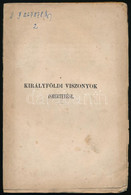 Jakab Elek: A Királyföldi Viszonyok Ismertetése. Pest, 1871, Heckenast Gusztáv, XI+1+187 P. Első Kiadás. Kiadói Papírköt - Zonder Classificatie