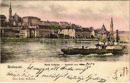 T2/T3 1902 Budapest I. Buda Látképe, Királyi Vár, "SALZACH" Oldalkerekes Vontató Gőzhajó. Ganz Antal Kiadása (EK) - Unclassified