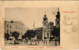 T2/T3 1899 (Vorläufer) Győr, Széchenyi Tér, Lloyd épület, Főgimnázium, Szentbenedek-rendi Templom. Kapható Gross Testvér - Unclassified