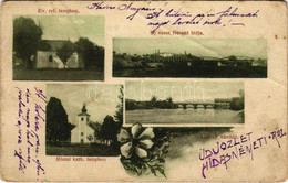 T3/T4 1909 Hidasnémeti, Református és Római Katolikus Templom, Lánczy Vámhíd, Új Vasúti Hernád Híd (fa) - Unclassified