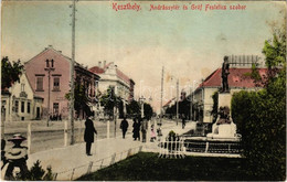 T2/T3 1909 Keszthely, Andrássy Tér és Gróf Festetics Szobor, üzletek. Sujánszky József Kiadása (fl) - Non Classificati