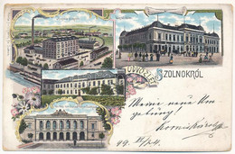 T2/T3 1899 (Vorläufer) Szolnok, Hungária Malom, Városháza, Kaszárnya, Jász-Nagy-Kun-Szolnok Megye Székháza. Kiadja Fuchs - Non Classificati