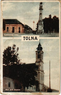* T3 1932 Tolna, Szentháromság Szobor, Krámer Bernát üzlete, Római Katolikus Templom. Özv. Brucker Nándorné Kiadása (kop - Ohne Zuordnung