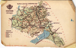 ** T4 Veszprém Vármegye Térképe. Kiadja Károlyi Gy. / Map Of Veszprém County (b) - Ohne Zuordnung
