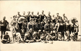 * T2/T3 1928 Zamárdi, Balatonzamárdi; Fürdőzők Csoportképe A Strandon. Schäffer Gyula Fényképész, Photo - Non Classificati