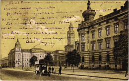 T2/T3 1919 Arad, Kossuth Lajos Tér, Emeletes Autóbusz / Square, Double Decker Autobus + "PETROZSÉNY-PISKI 128" Vasúti Mo - Ohne Zuordnung