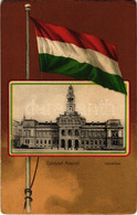 ** T4 Arad, Városháza. Szecessziós Magyar Zászlós Litho Keret / Town Hall. Art Nouveau Litho Frame With Hungarian Flag ( - Ohne Zuordnung