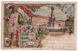 T3/T4 1902 Arad, Vértanú Szobor, Arad Megye Címere, Athenaeum Rt. Kőnyomda / Martyrs' Statue, Coat Of Arms. Art Nouveau, - Ohne Zuordnung