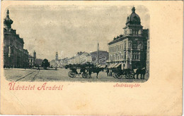 T4 1899 (Vorläufer) Arad, Adnrássy Tér. Bloch H. Kiadása / Square (lyukak / Pinholes) - Ohne Zuordnung