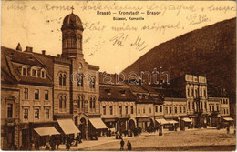 T2/T3 1911 Brassó, Kronstadt, Brasov; Búzasor, üzletek. Grünfeld Samu Kiadása / Kornzeile / Street View, Shops (EK) - Ohne Zuordnung