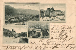 T2/T3 1897 (Vorläufer!) Brassó, Kronstadt, Brasov; Marktplatz, Schwarzer Und Weiner Thurm, Evgl. Mädchenschule / Látkép, - Ohne Zuordnung