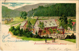 T2/T3 1904 Brezová, Pirkenhammer Bei Karlsbad (Karlovy Vary); Gruss Aus Café & Restaurant Schützenmühle, Fritz Unterer R - Ohne Zuordnung