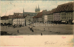 T2/T3 1904 Cheb, Eger; Unterer Marktplatz, Apotheke / Market Square, Pharmacy, Shops (fl) - Non Classificati