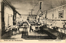 ** T2/T3 Janov, Johnsdorf (Litvínov); Gruss Aus Der Bruderhalle. Sommerfrische Johnsdorf, Speisesaal / Fraternity, Dinin - Non Classificati