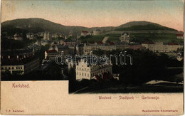 T2/T3 1904 Karlovy Vary, Karlsbad; Westend - Stadtpark - Gartenzeile. Handcolorirte Künstlerkarte (EK) - Sin Clasificación