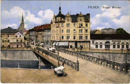 * T2/T3 1915 Plzen, Pilsen; Prager Brücke / Bridge, Shops (EK) - Ohne Zuordnung